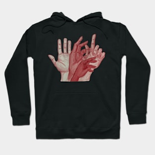 abstract Aquarell/ watercolor red hands anatomy traditionell art Hoodie